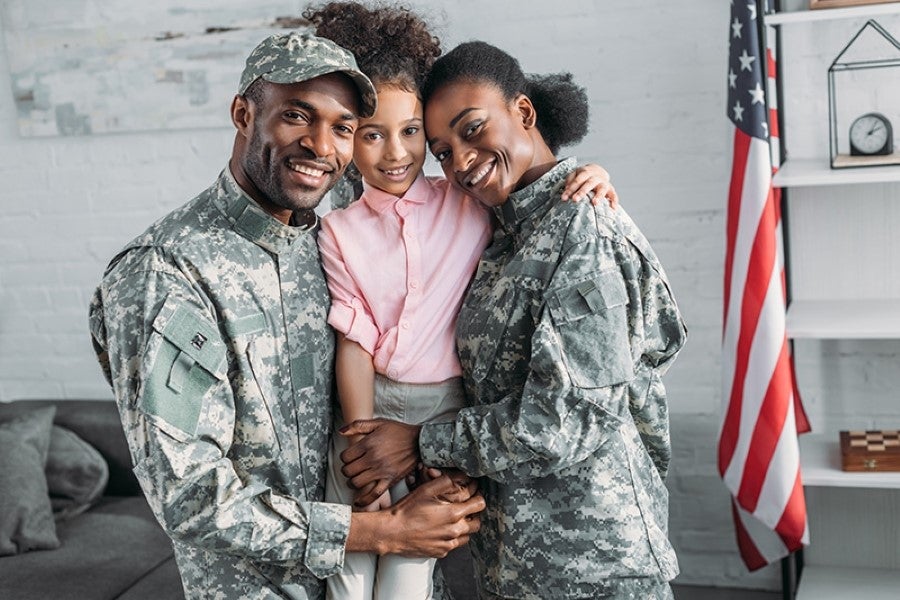 army person with his family